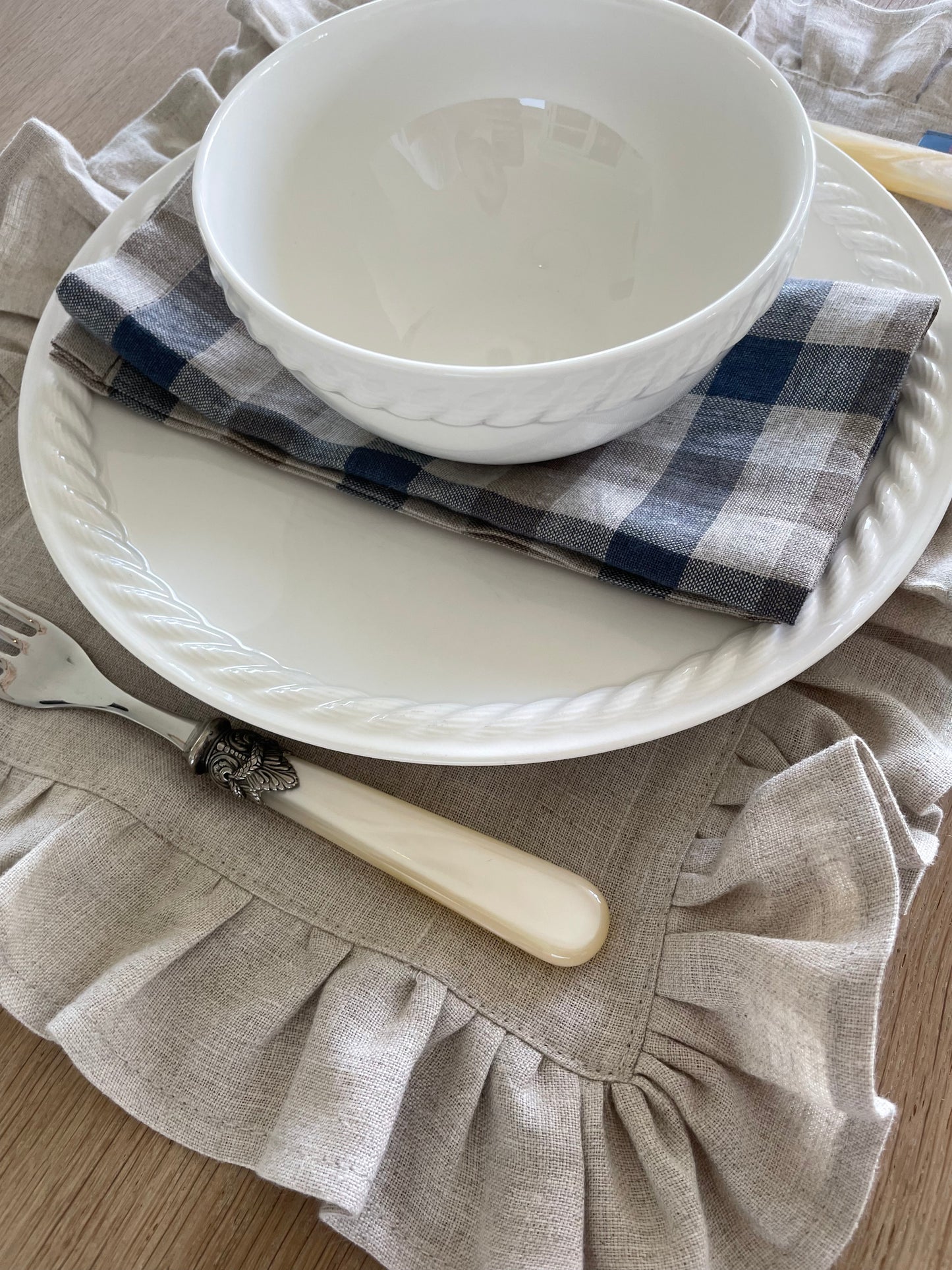 Checked linen napkin