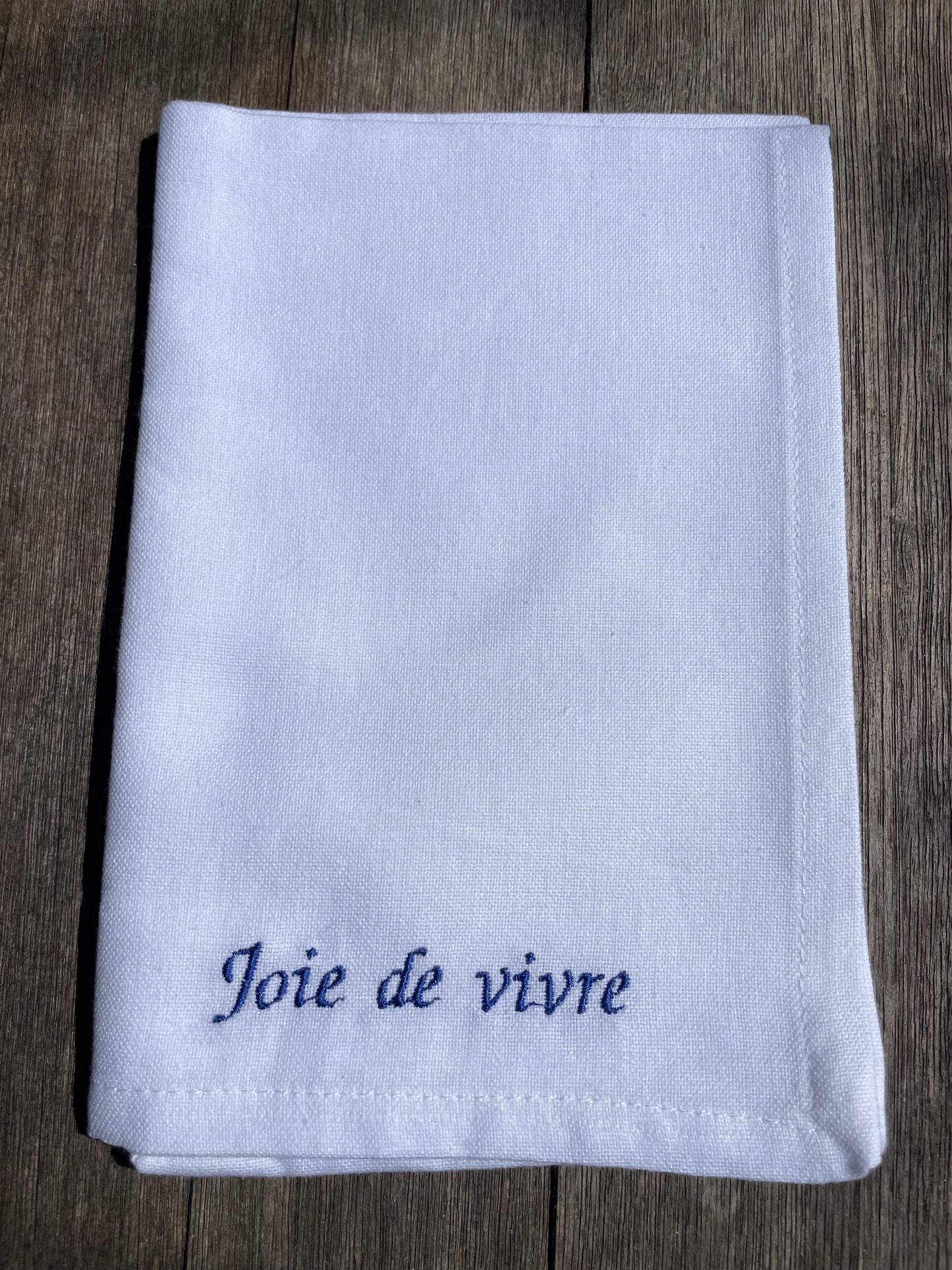 Embroidered cotton napkin ‚joie de vivre‘